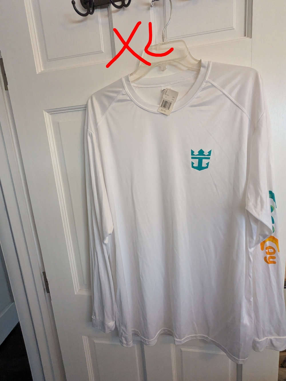 PARAGON White Long-Sleeve Performance Shirt with Teal and Orange Details